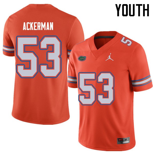 Jordan Brand Youth #53 Brendan Ackerman Florida Gators College Football Jerseys Orange